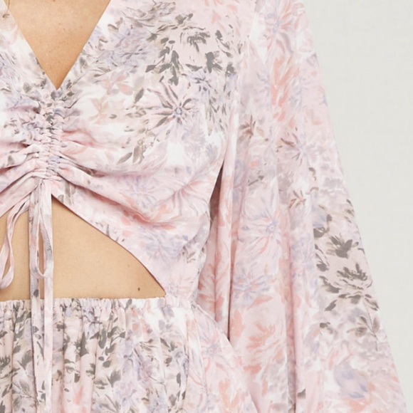 Pink Floral Cutout Maxi Dress - Picture 2 of 5